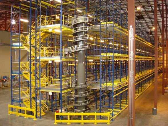 Pallet Racking with Spiral Conveyor System